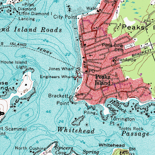 Topographic Map of Engineers Wharf, ME