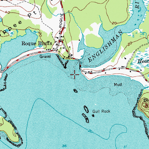 Topographic Map of Englishman River, ME