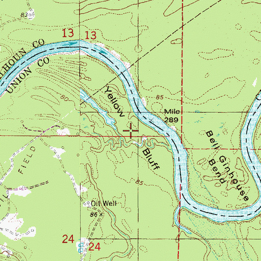 Topographic Map of Yellow Bluff, AR