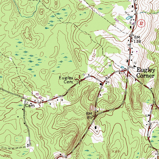 Topographic Map of Eugley Cemetery, ME