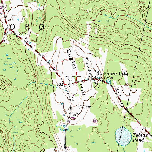 Topographic Map of Eugley Hill, ME