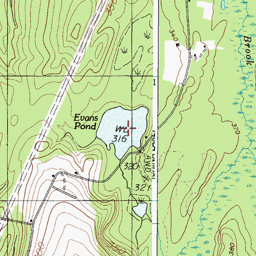 Topographic Map of Evans Pond, ME