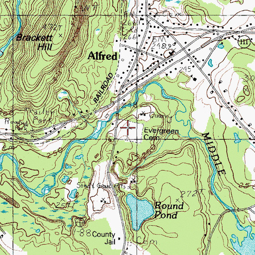 Topographic Map of Evergreen Cemetery, ME
