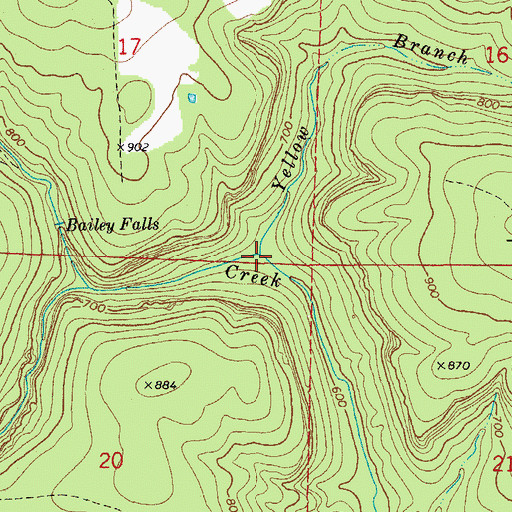Topographic Map of Yellow Branch, AR