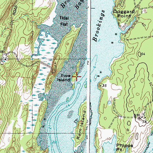 Topographic Map of Ewe Island, ME