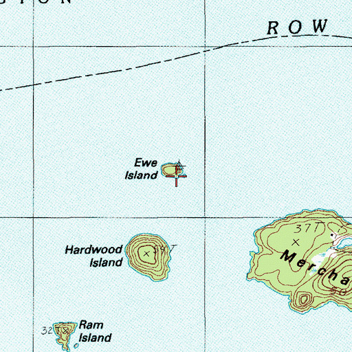 Topographic Map of Ewe Island, ME