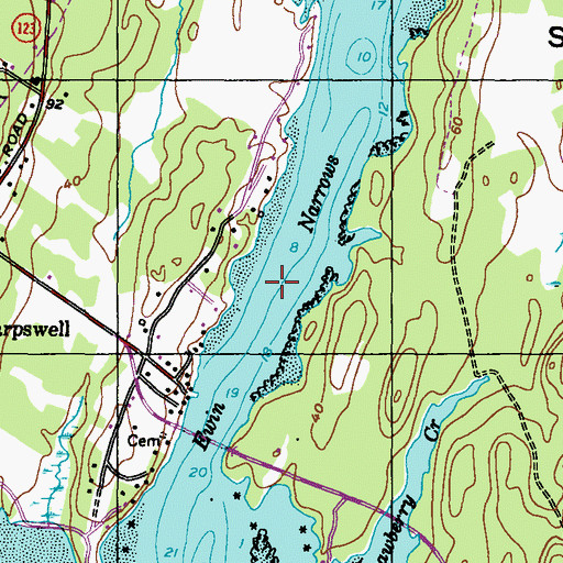 Topographic Map of Ewin Narrows, ME