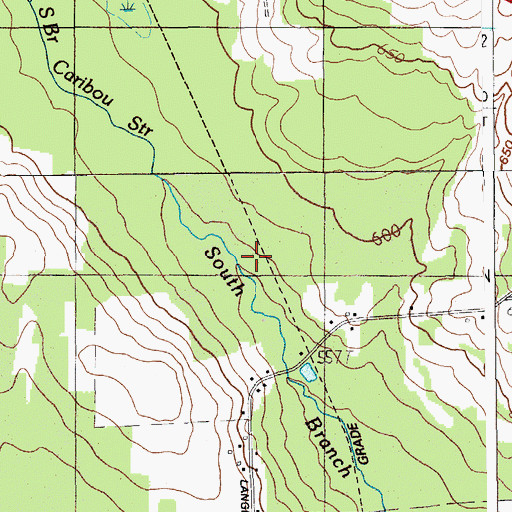 Topographic Map of Factory Brook, ME