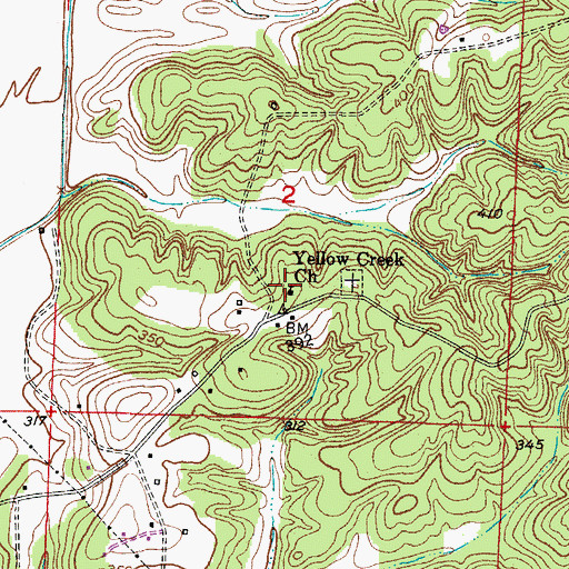 Topographic Map of Yellow Creek Church, AR
