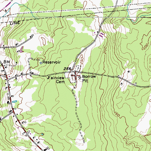 Topographic Map of Fairview Cemetery, ME