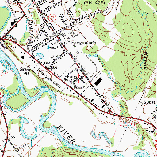 Topographic Map of Fairview Cemetery, ME