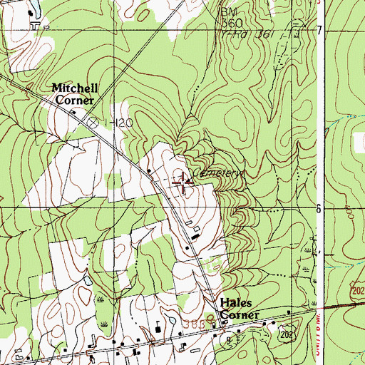 Topographic Map of Fairview Cemetery, ME