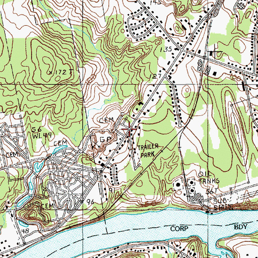 Topographic Map of Fairview Cemetery, ME