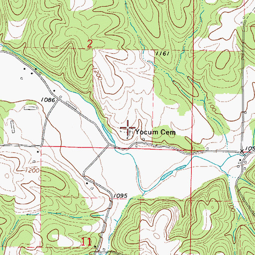 Topographic Map of Yocum Cemetery, AR