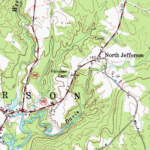 Topographic Map of Fairview Cemetery, ME