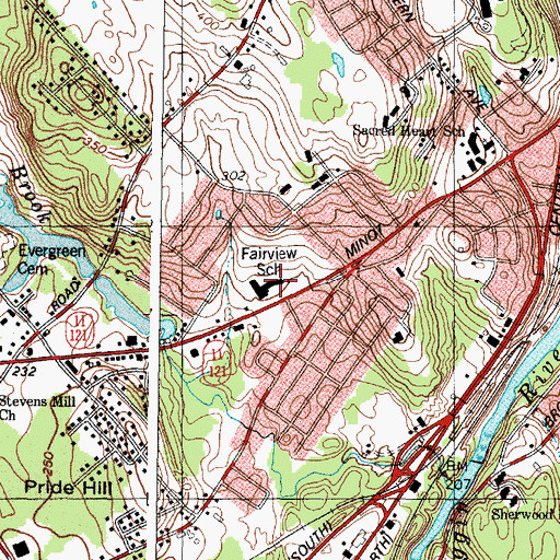 Topographic Map of Fairview School, ME