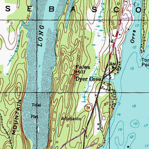 Topographic Map of Fales Hill, ME