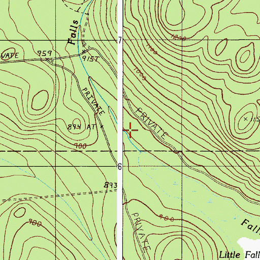 Topographic Map of Falls Brook, ME