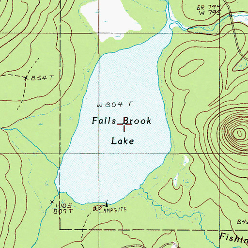 Topographic Map of Falls Brook Lake, ME