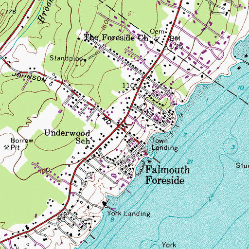 Topographic Map of Falmouth Foreside, ME