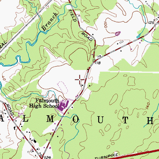 Topographic Map of Falmouth High School, ME