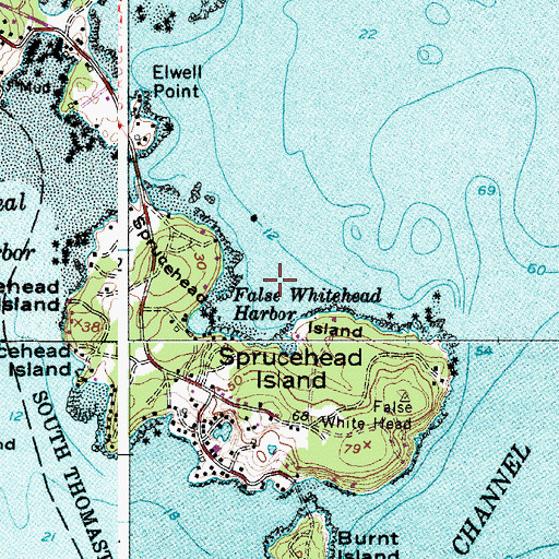 Topographic Map of False Whitehead Harbor, ME