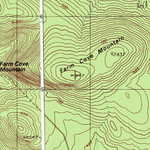 Topographic Map of Farm Cove Mountain, ME