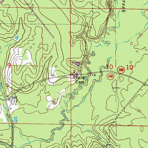 Topographic Map of York Cemetery, AR