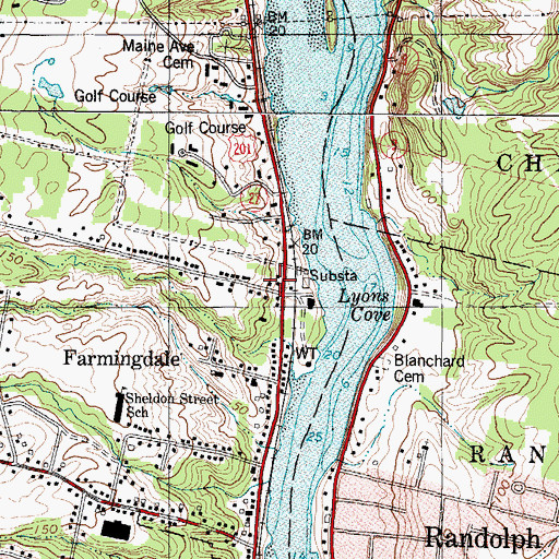 Topographic Map of Farmingdale, ME