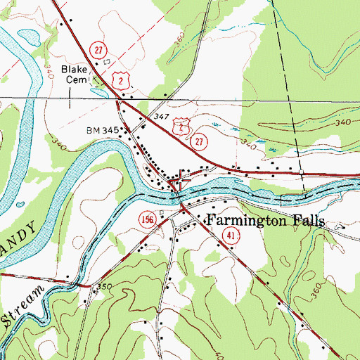 Topographic Map of Farmington Falls, ME