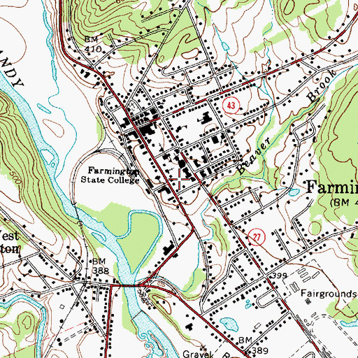 Topographic Map of University of Maine at Farmington, ME