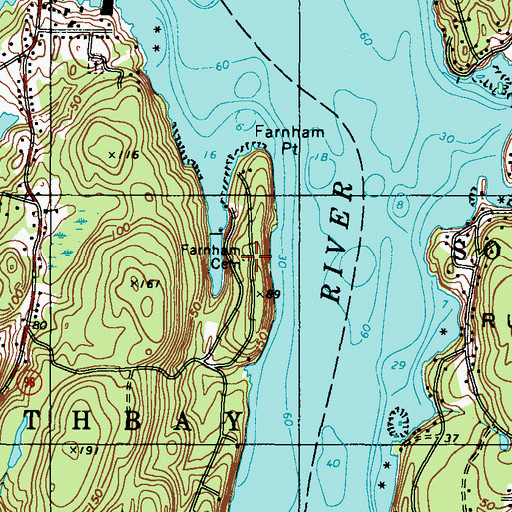 Topographic Map of Farnham Cemetery, ME