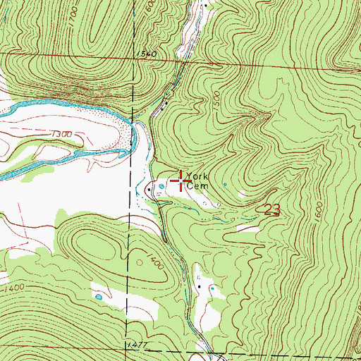 Topographic Map of York Cemetery, AR