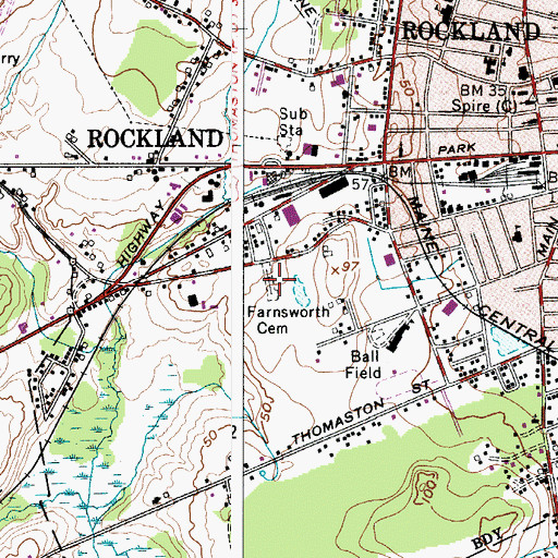 Topographic Map of Farnsworth Cemetery, ME