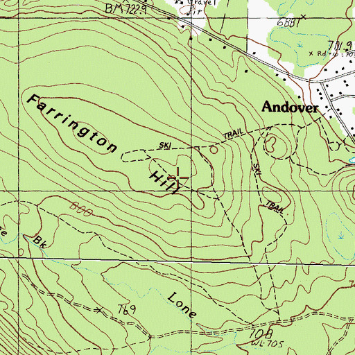 Topographic Map of Farrington Hill, ME