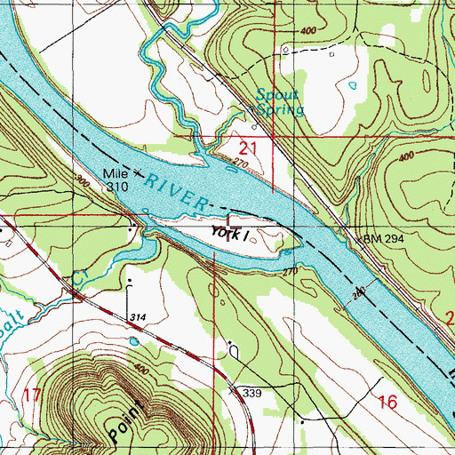 Topographic Map of York Island, AR
