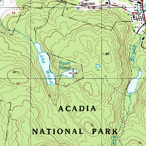 Topographic Map of Fawn Pond, ME