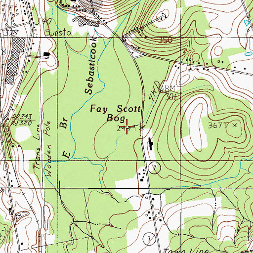 Topographic Map of Fay Scott Bog, ME