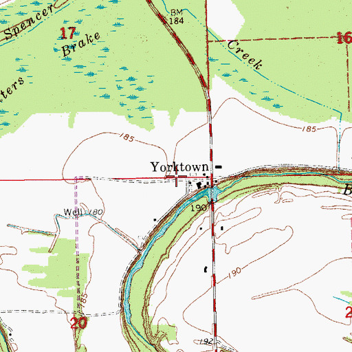 Topographic Map of Yorktown, AR