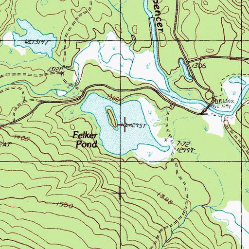 Topographic Map of Felker Pond, ME
