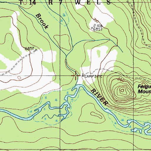 Topographic Map of Ferguson Brook, ME