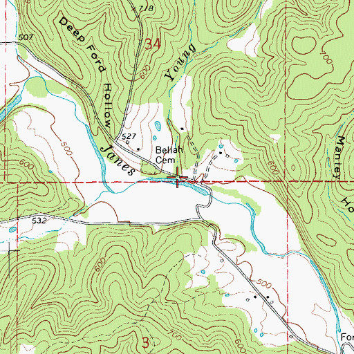 Topographic Map of Young Branch, AR