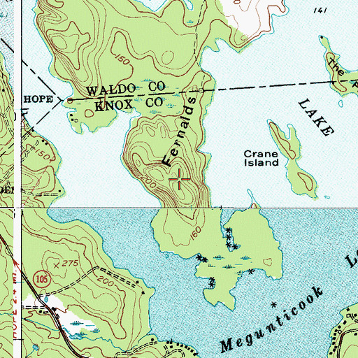 Topographic Map of Fernalds Neck, ME