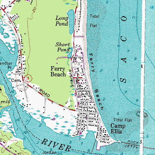 Topographic Map of Ferry Beach, ME