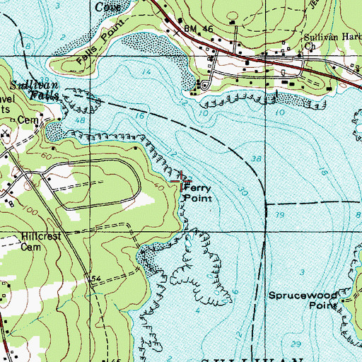 Topographic Map of Ferry Point, ME
