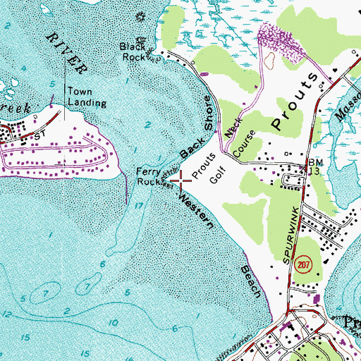 Topographic Map of Ferry Rock, ME