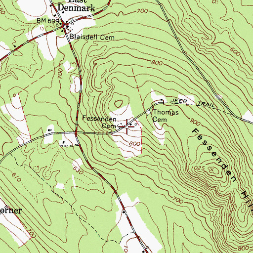 Topographic Map of Fessenden Cemetery, ME