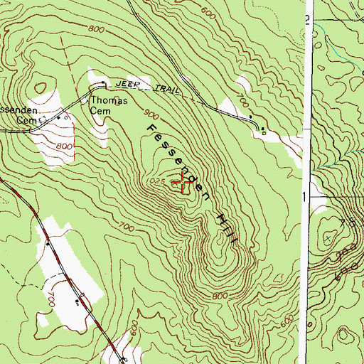 Topographic Map of Fessenden Hill, ME