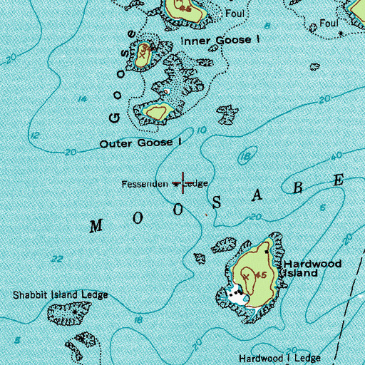 Topographic Map of Fessenden Ledge, ME