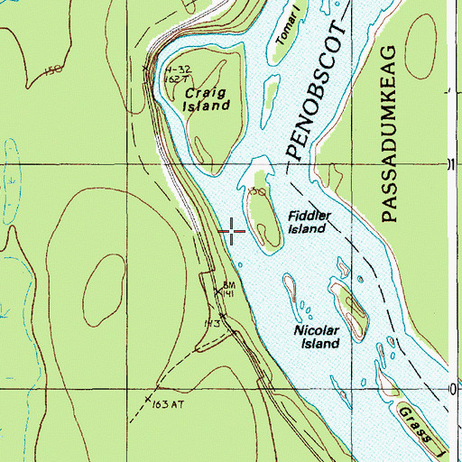 Topographic Map of Fiddler Island, ME